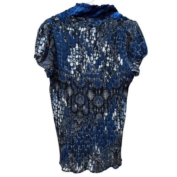 Dressbarn Women Size XL Ruffle Neck Polyester Blouse Button Down Pleated - Picture 2 of 9